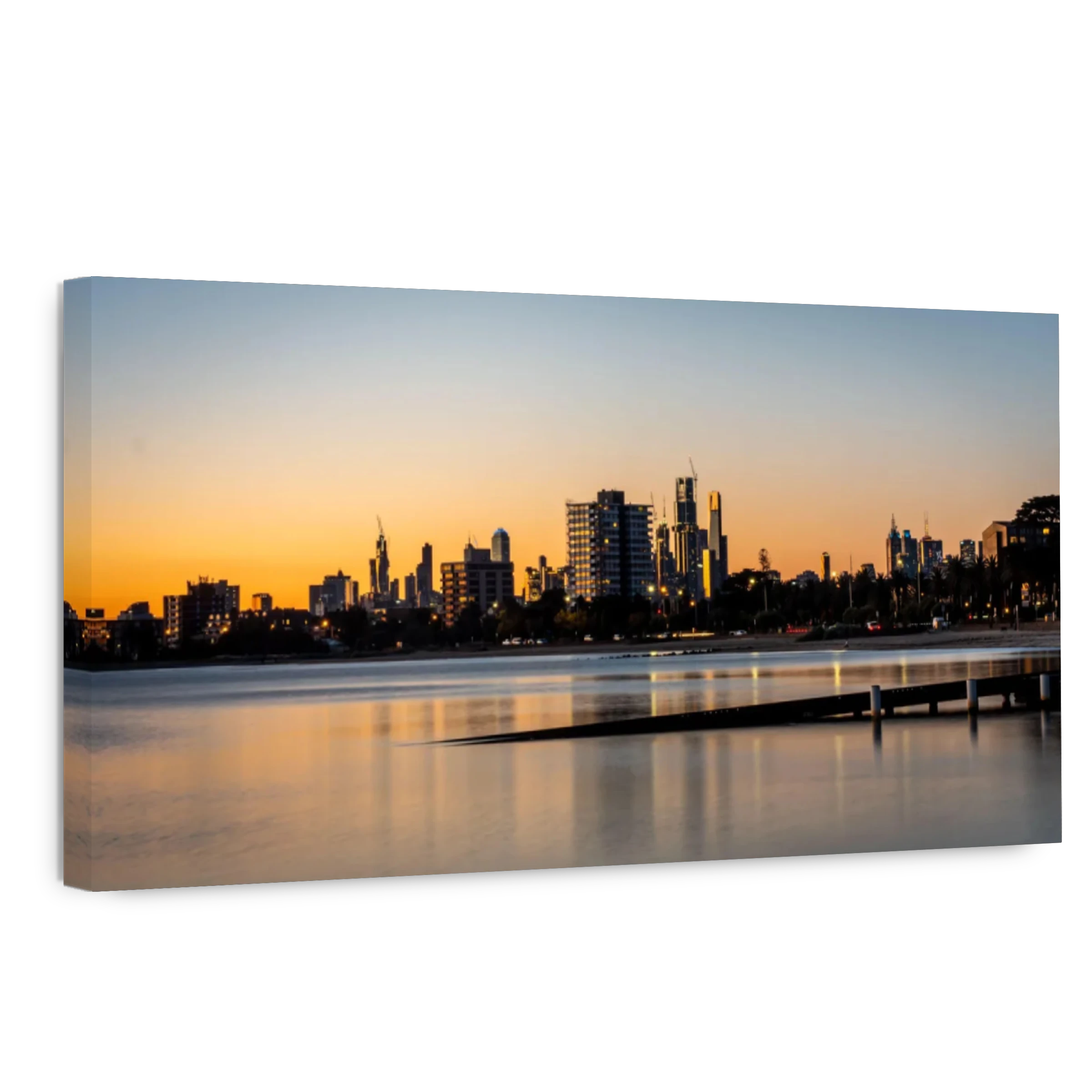 Melbourne Skyline Reflections at St Kilda Dusk | Canvas Factory