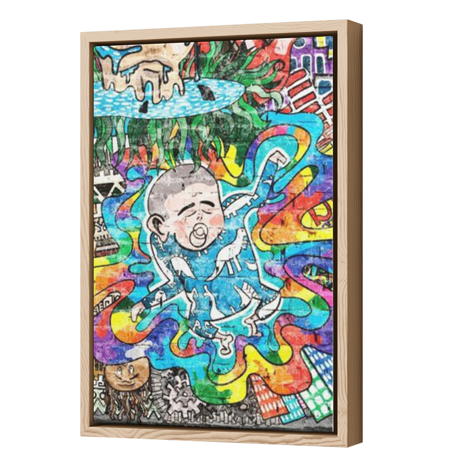 Thumbnail for Canvas - Wood Grain Floating Frame